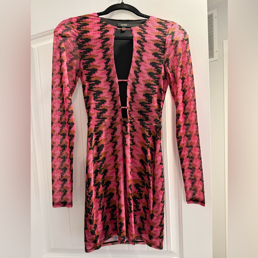 AFRM | Reedley Dress in Pink Herringbone